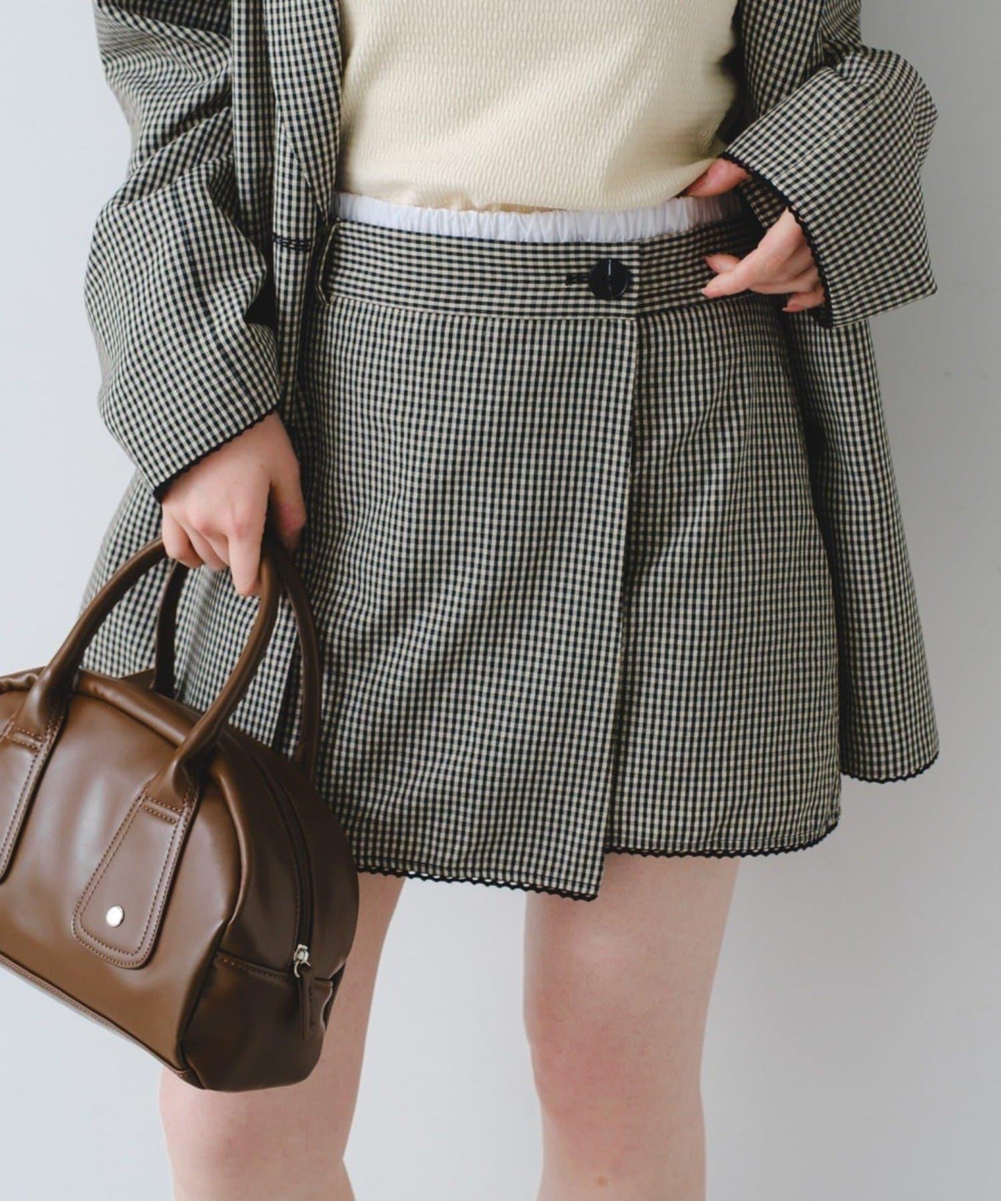 2026春夏 可成套搭配 蕾絲格紋 迷你半身裙