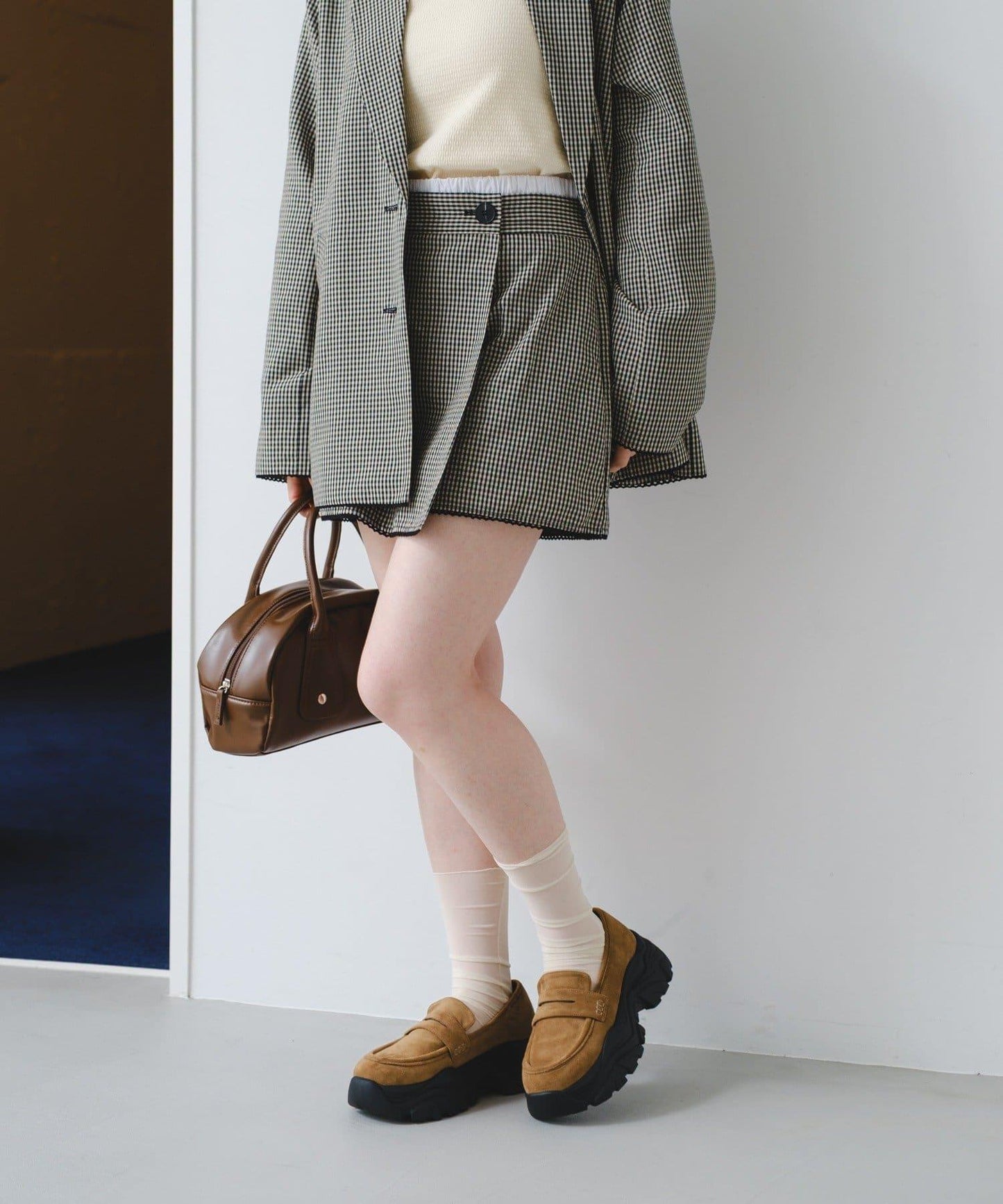 2026春夏 可成套搭配 蕾絲格紋 迷你半身裙