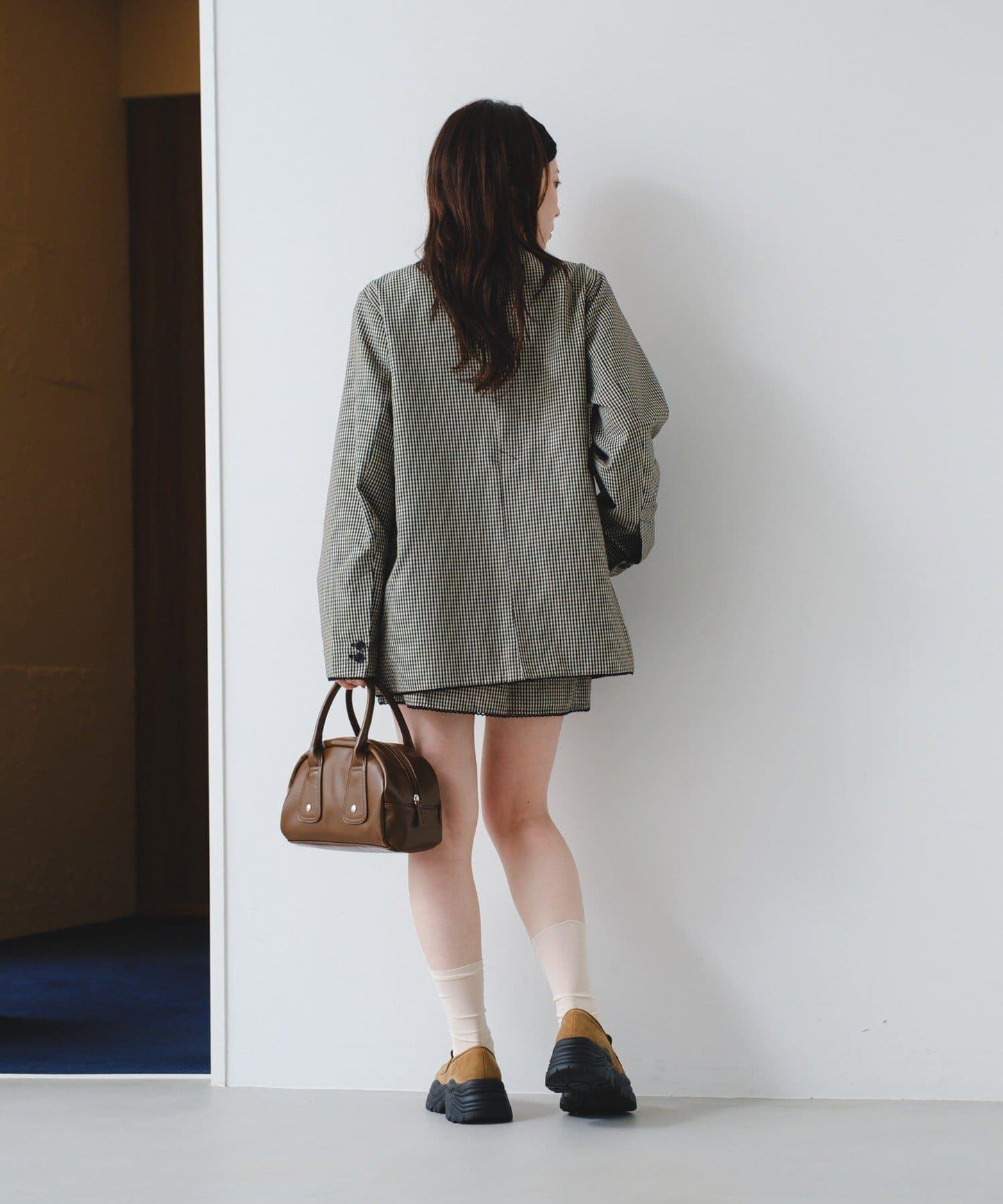 珠點蕾絲格紋夾克