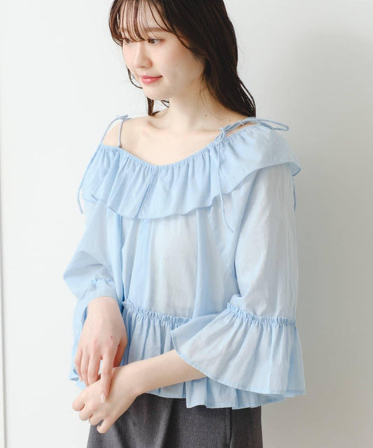 蝴蝶荷葉邊設計 女襯衫