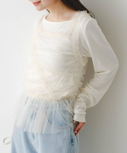 2026SS目錄款 紗網背心×長袖T恤套裝