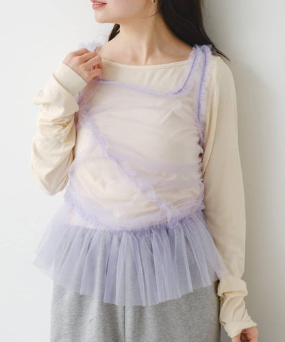 2026SS目錄款 紗網背心×長袖T恤套裝