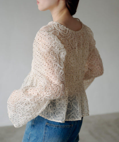 波點波紋薄紗襯衫