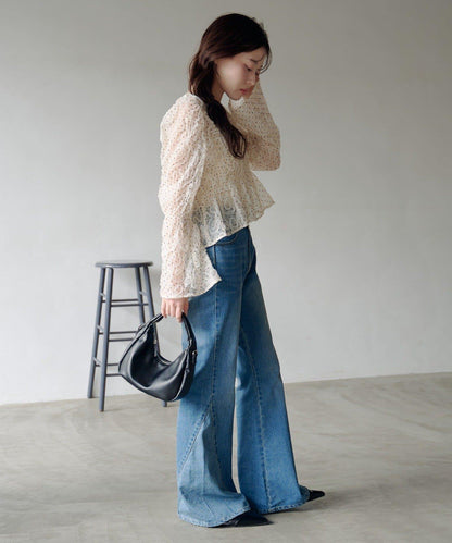 波點波紋薄紗襯衫