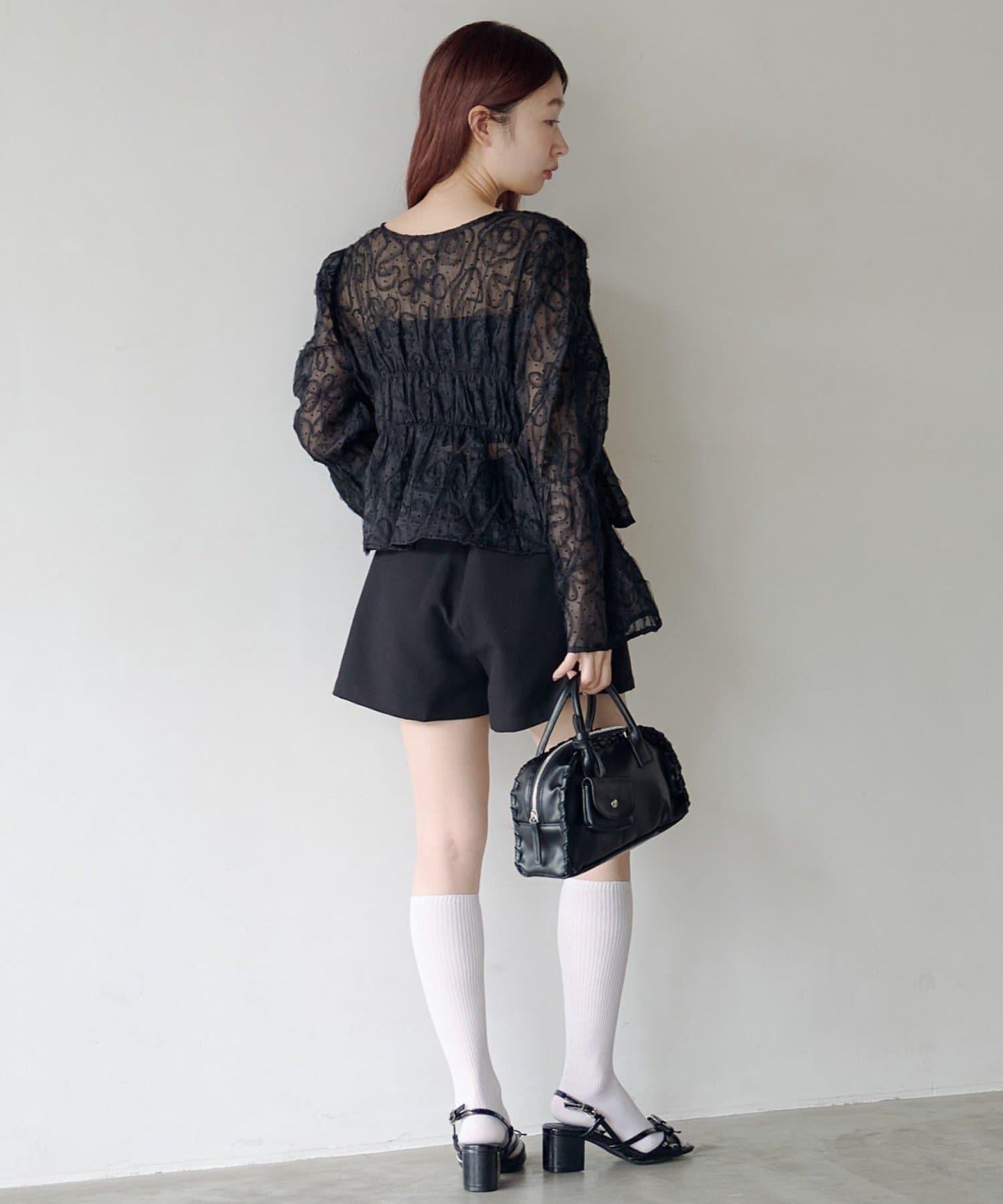 波點波紋薄紗襯衫