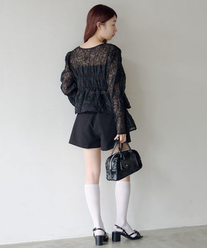 波點波紋薄紗襯衫