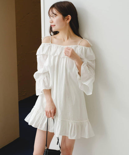 蝴蝶荷葉邊寬鬆長款上衣