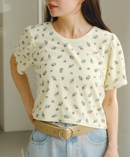 毛巾絨花卉圖案 T恤