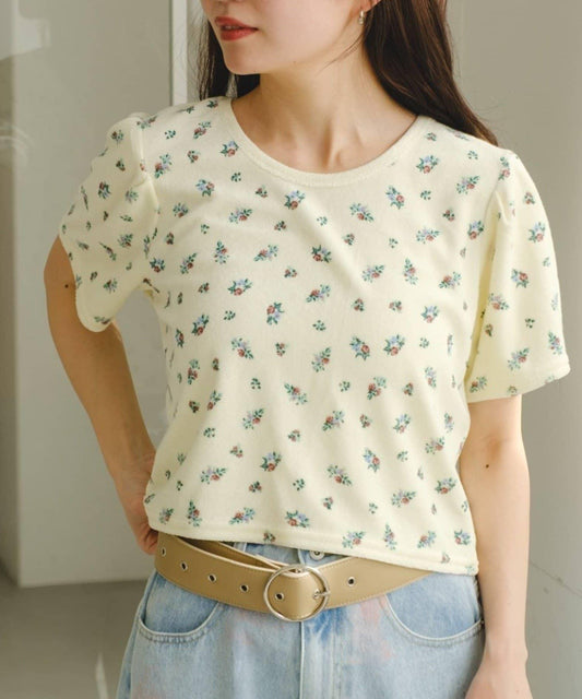 毛巾絨花卉圖案 T恤