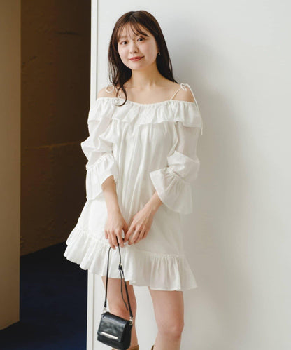 蝴蝶荷葉邊寬鬆長款上衣