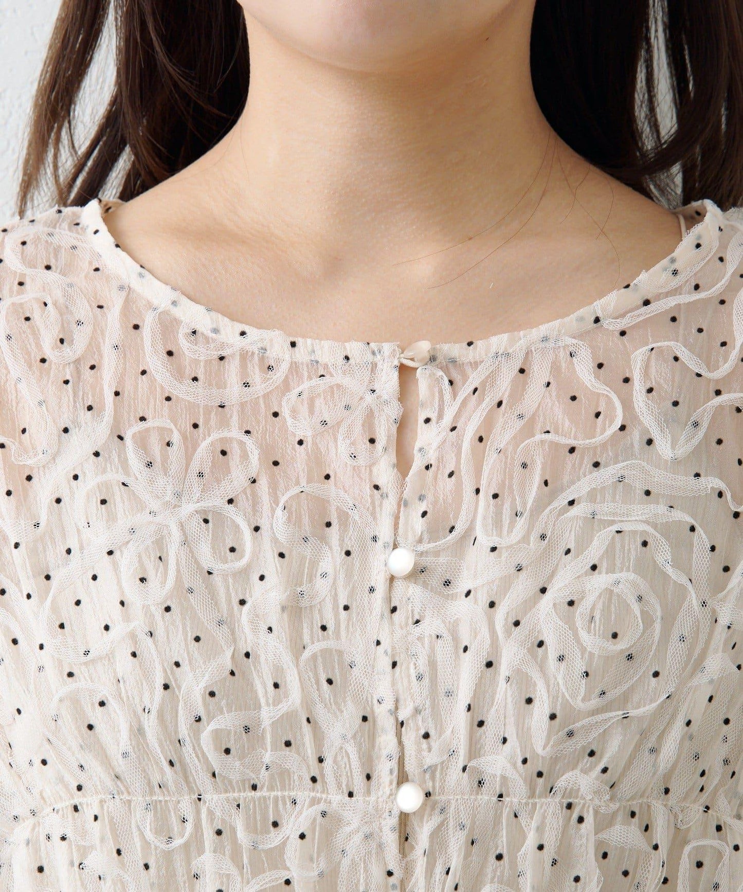 波點波紋薄紗襯衫