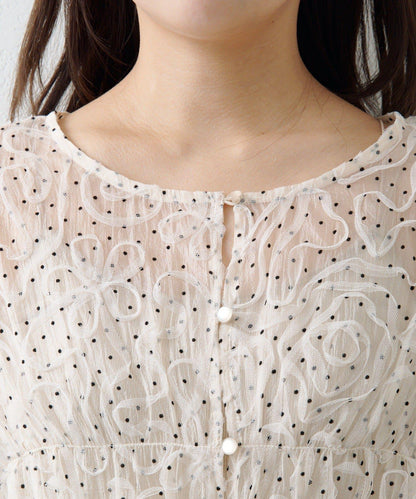 波點波紋薄紗襯衫