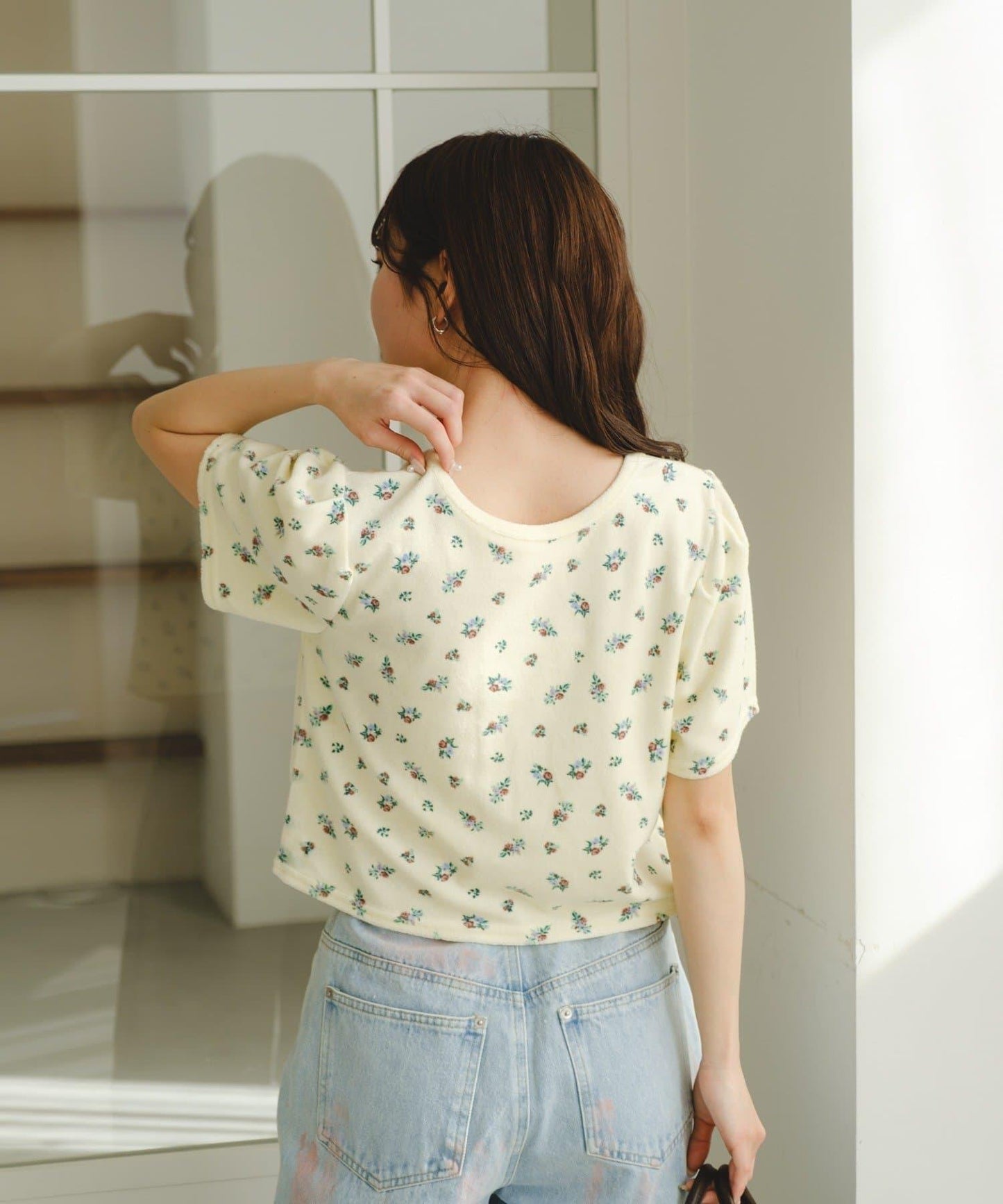 毛巾絨花卉圖案 T恤