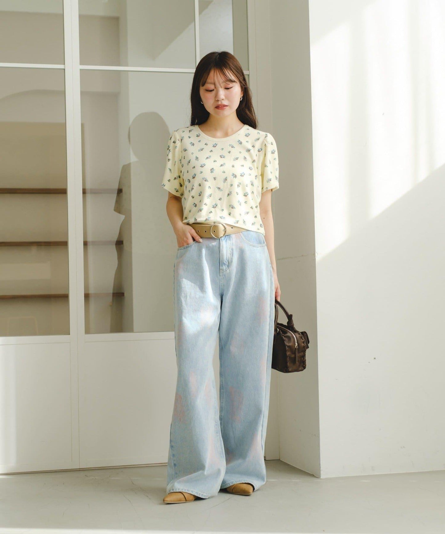 毛巾絨花卉圖案 T恤