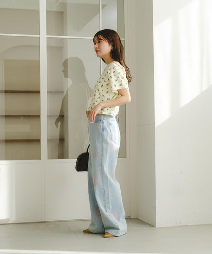 毛巾絨花卉圖案 T恤