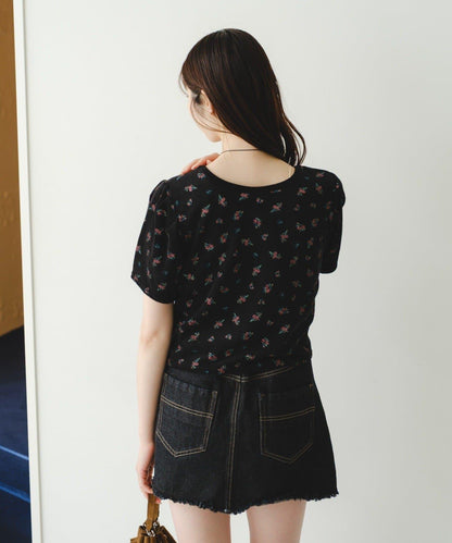 毛巾絨花卉圖案 T恤