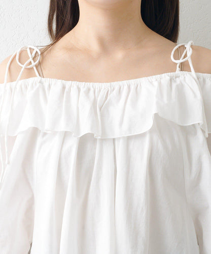 蝴蝶荷葉邊寬鬆長款上衣