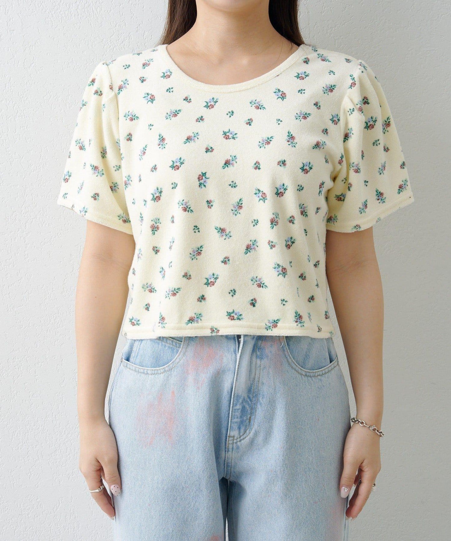 毛巾絨花卉圖案 T恤