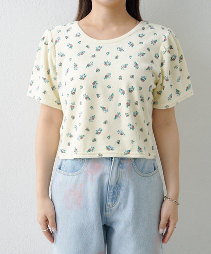 毛巾絨花卉圖案 T恤