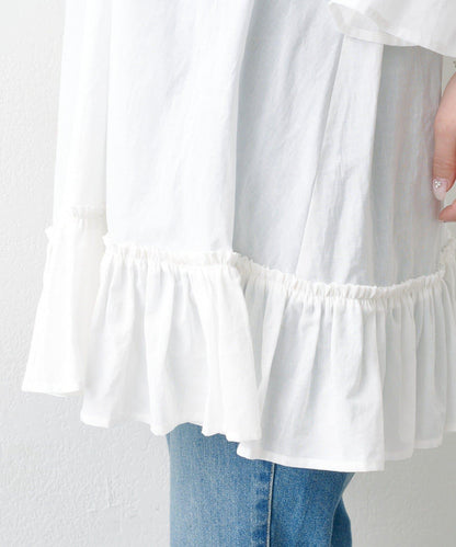 蝴蝶荷葉邊寬鬆長款上衣