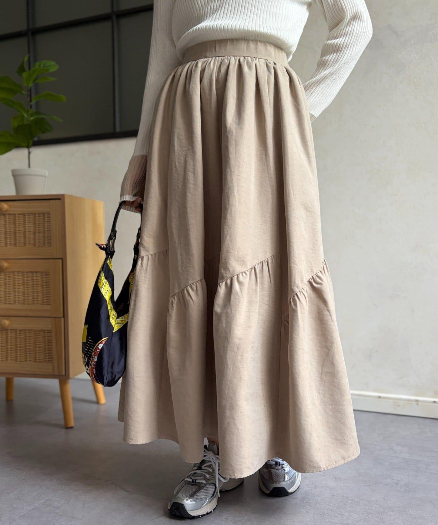 麂皮層疊傘擺半身裙