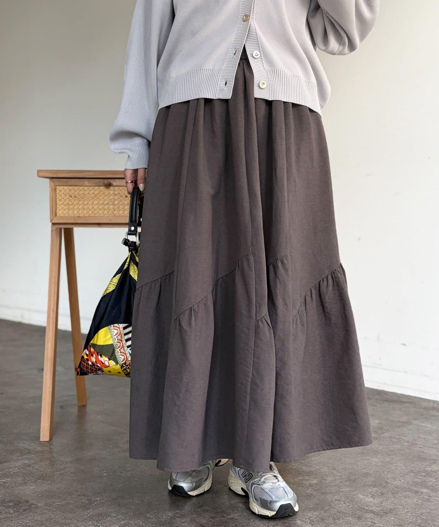 麂皮層疊傘擺半身裙