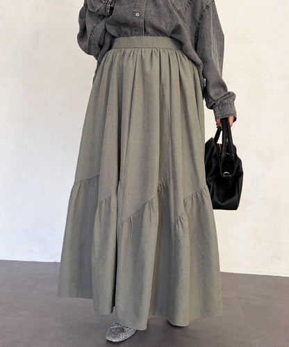 麂皮層疊傘擺半身裙