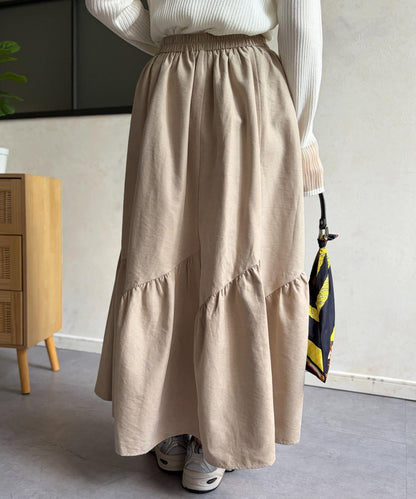 麂皮層疊傘擺半身裙