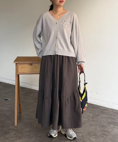 麂皮層疊傘擺半身裙