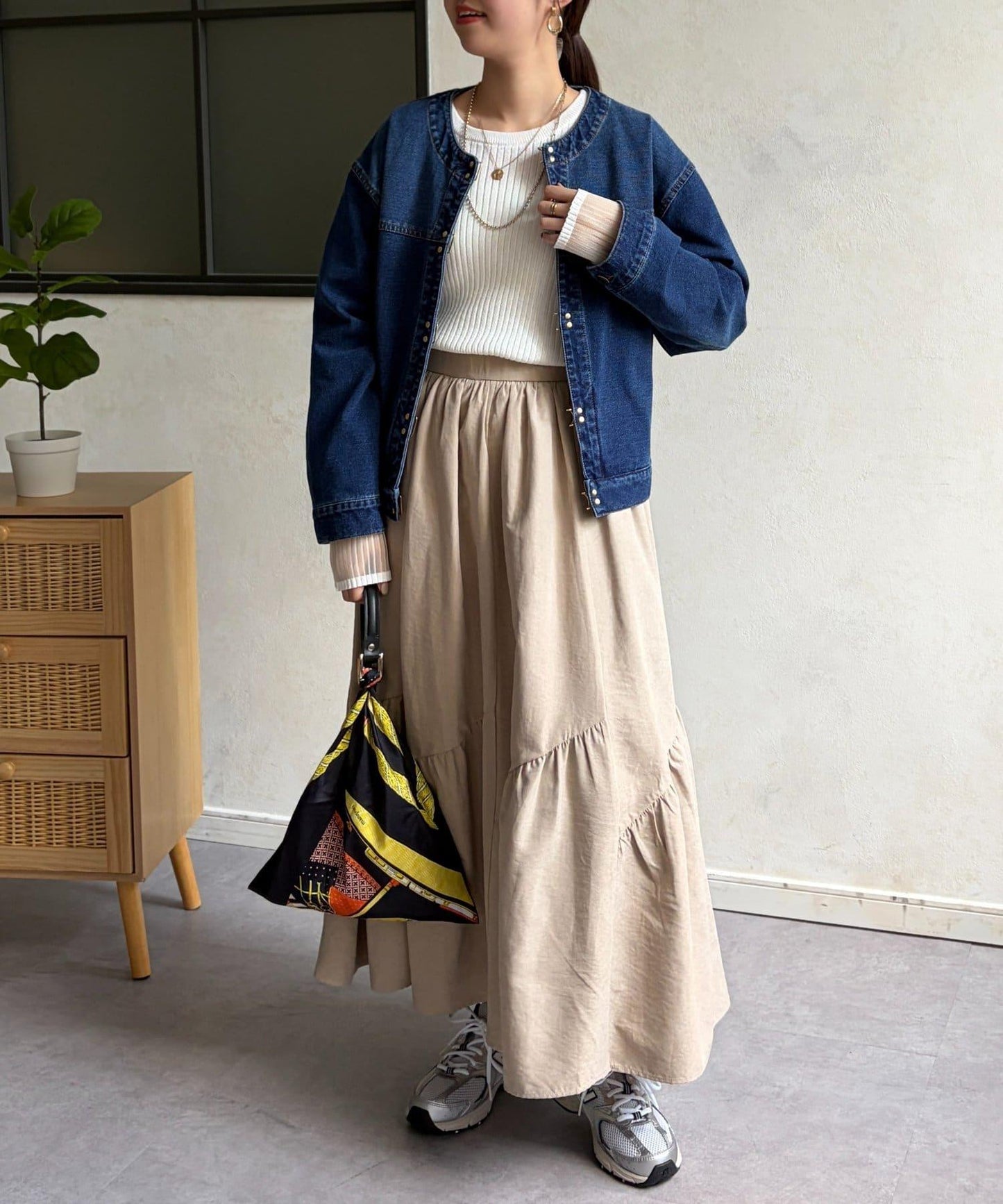 麂皮層疊傘擺半身裙