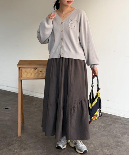 麂皮層疊傘擺半身裙