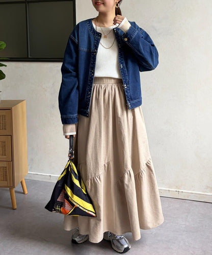 麂皮層疊傘擺半身裙