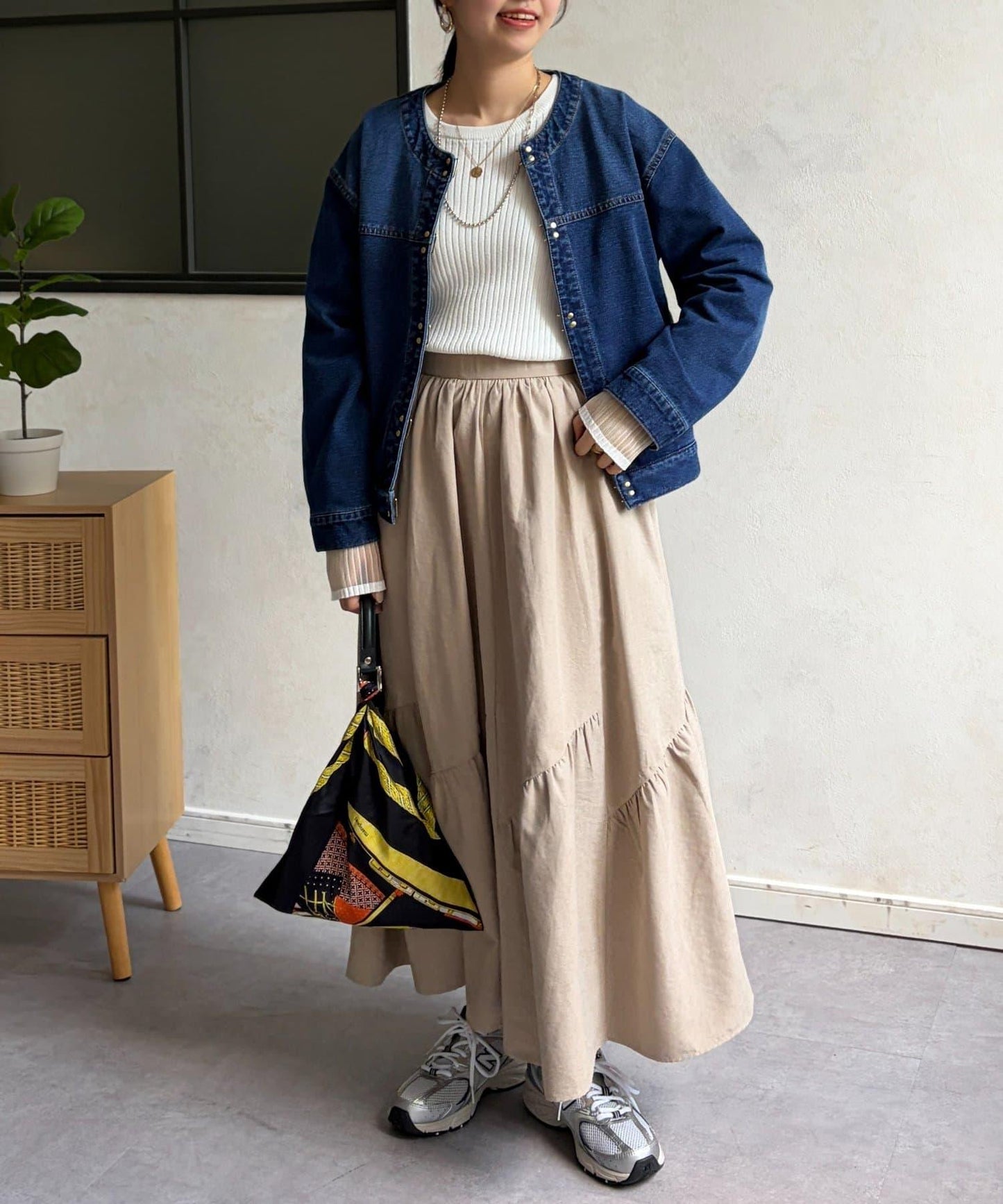 麂皮層疊傘擺半身裙