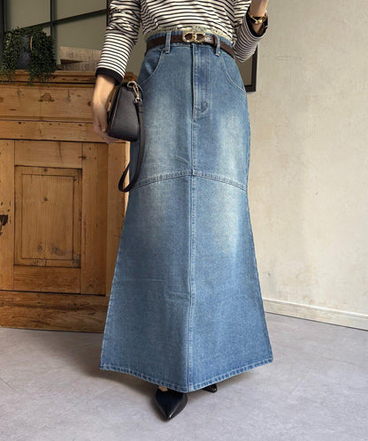 流蘇美人魚版型牛仔半身裙