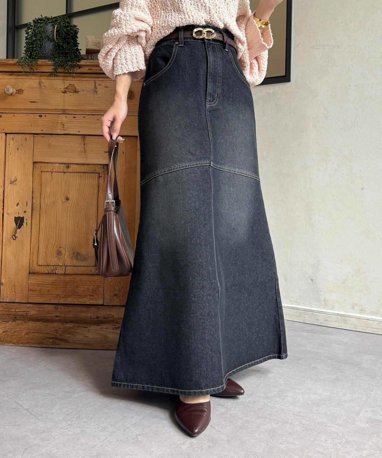 流蘇美人魚版型牛仔半身裙