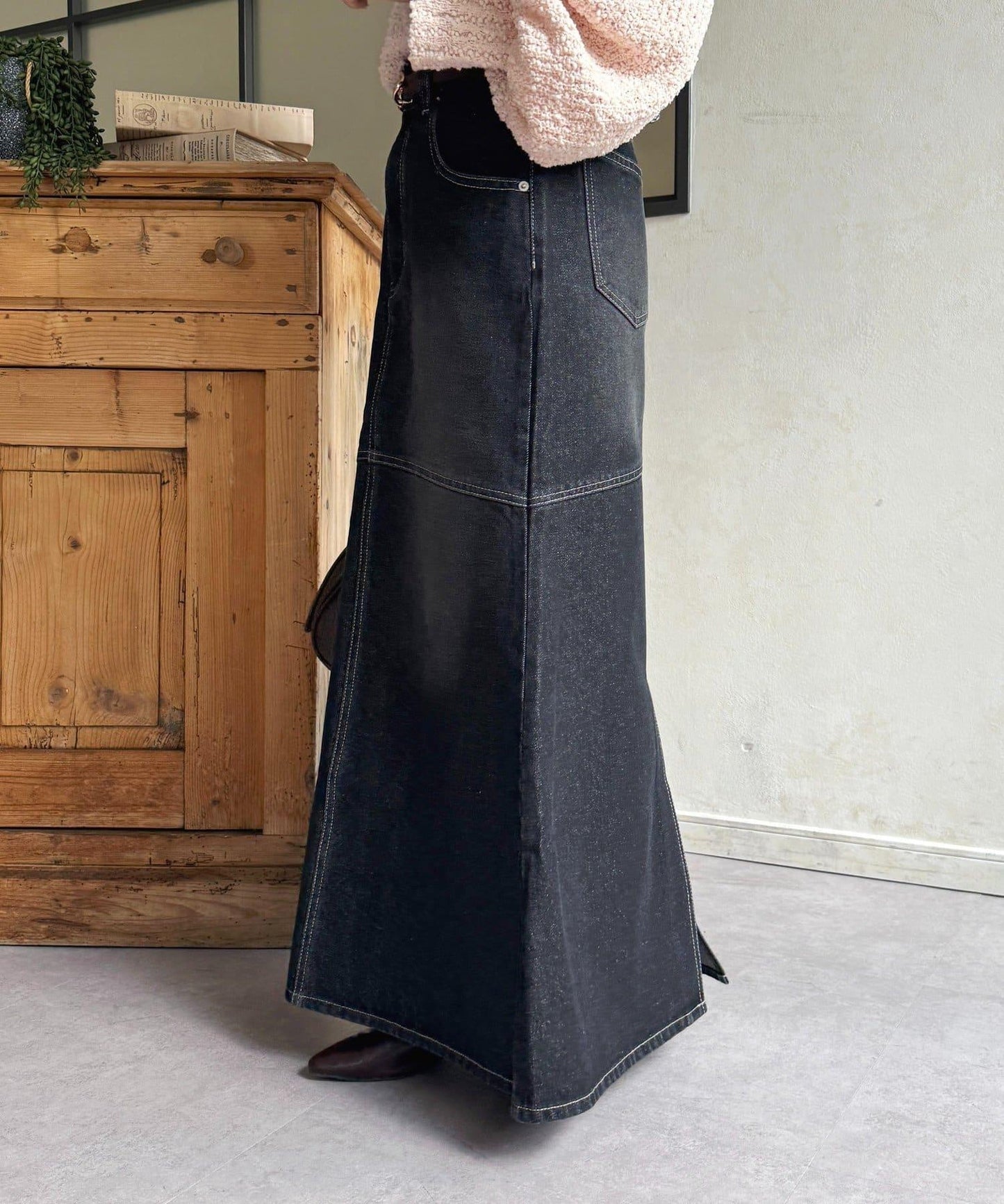 流蘇美人魚版型牛仔半身裙