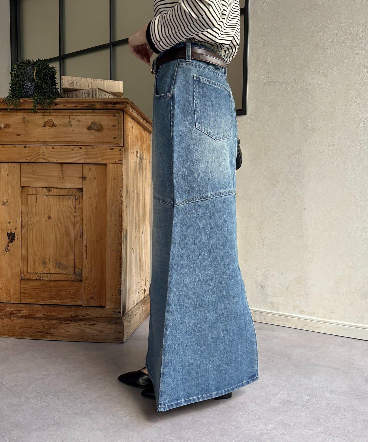 流蘇美人魚版型牛仔半身裙