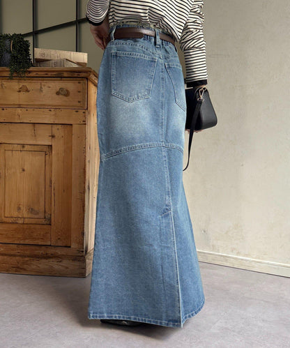 流蘇美人魚版型牛仔半身裙