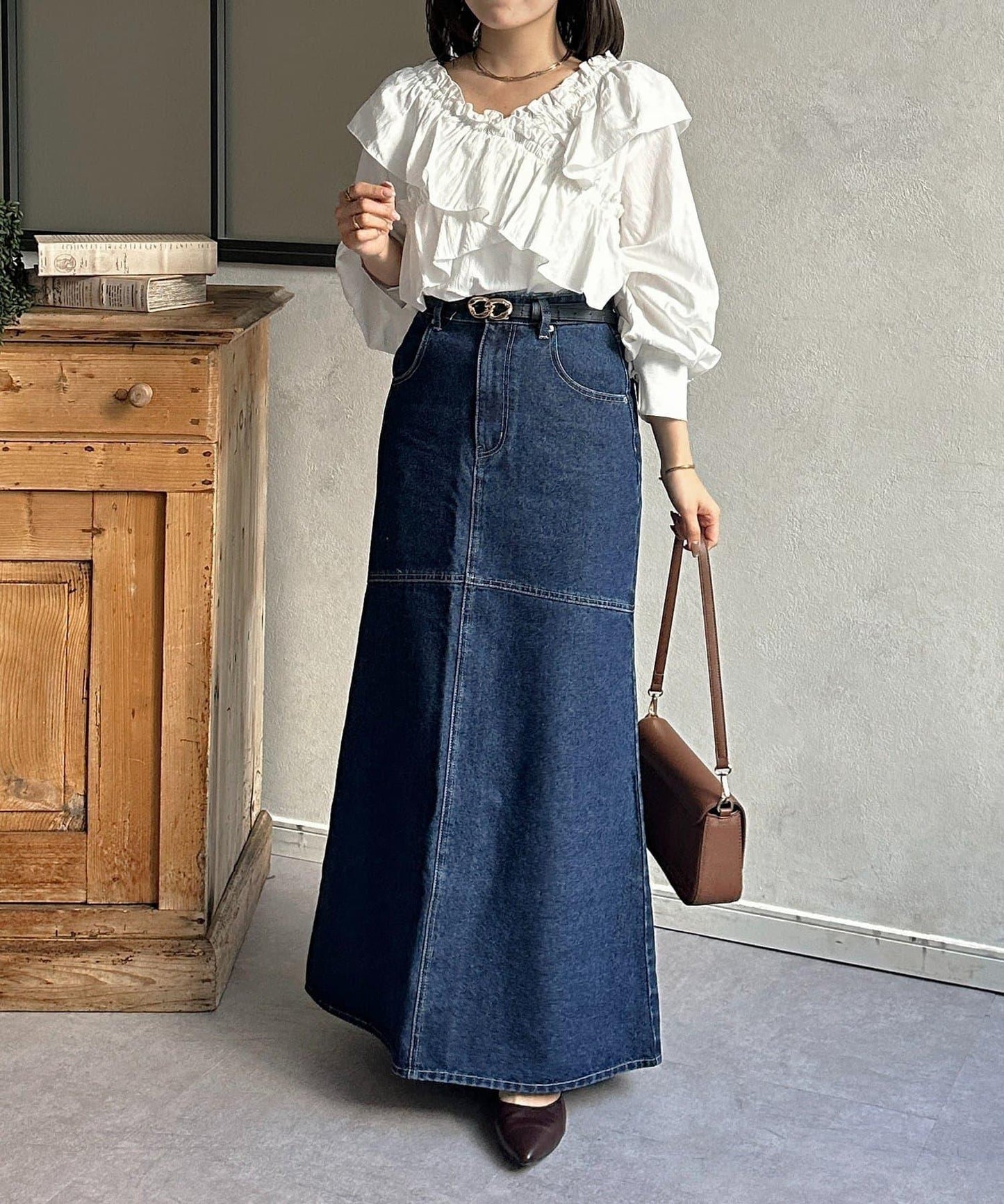 流蘇美人魚版型牛仔半身裙