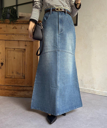 流蘇美人魚版型牛仔半身裙