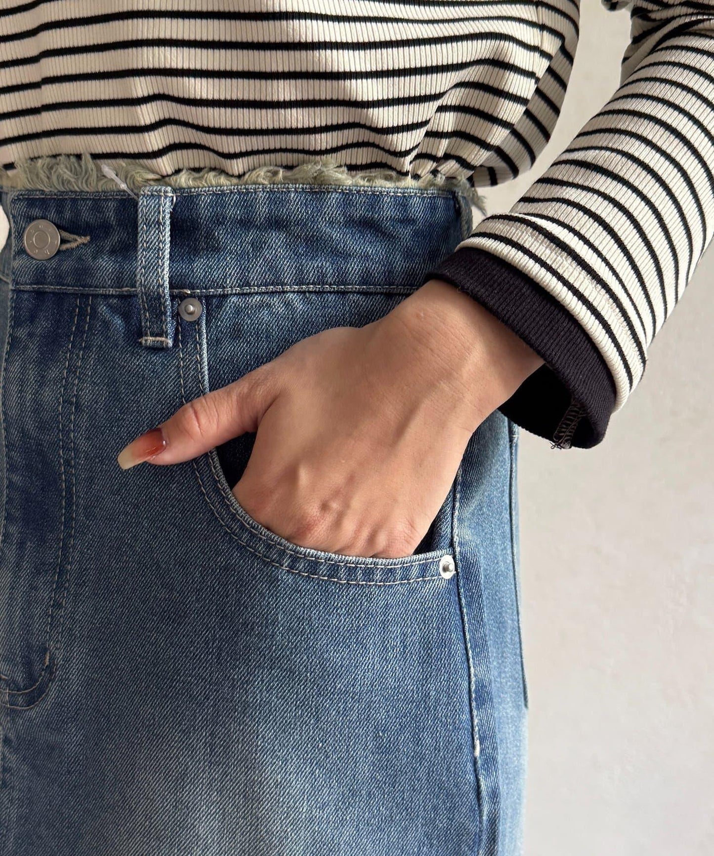 流蘇美人魚版型牛仔半身裙