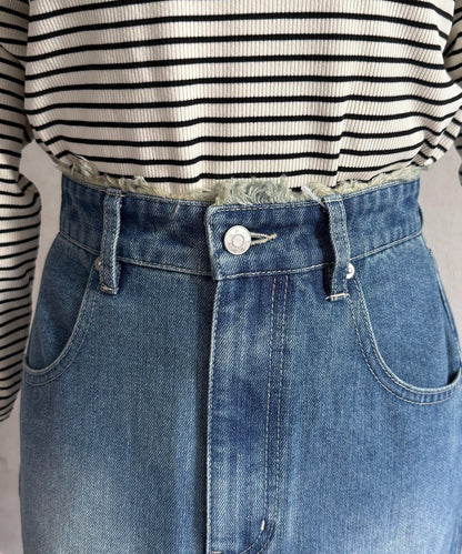 流蘇美人魚版型牛仔半身裙