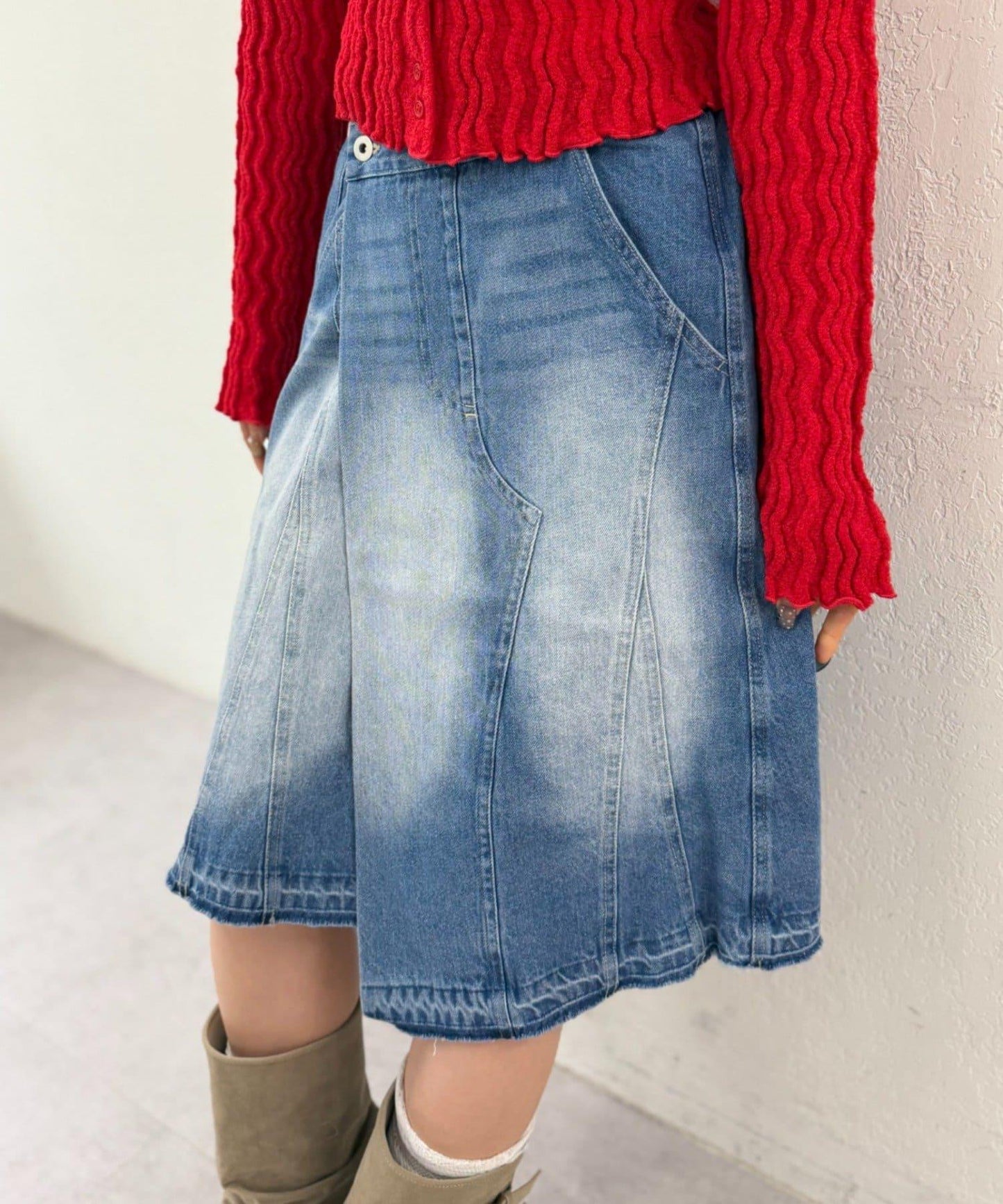 w closet 牛仔中長半身裙