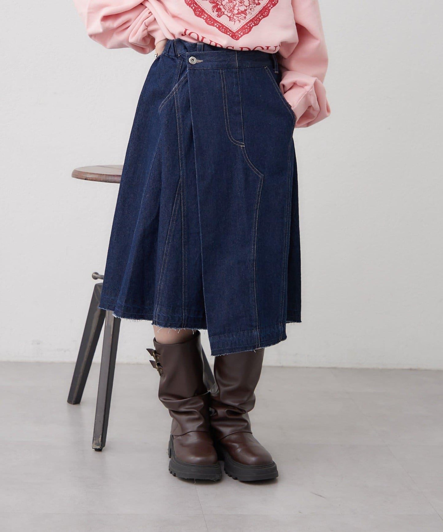 w closet 牛仔中長半身裙