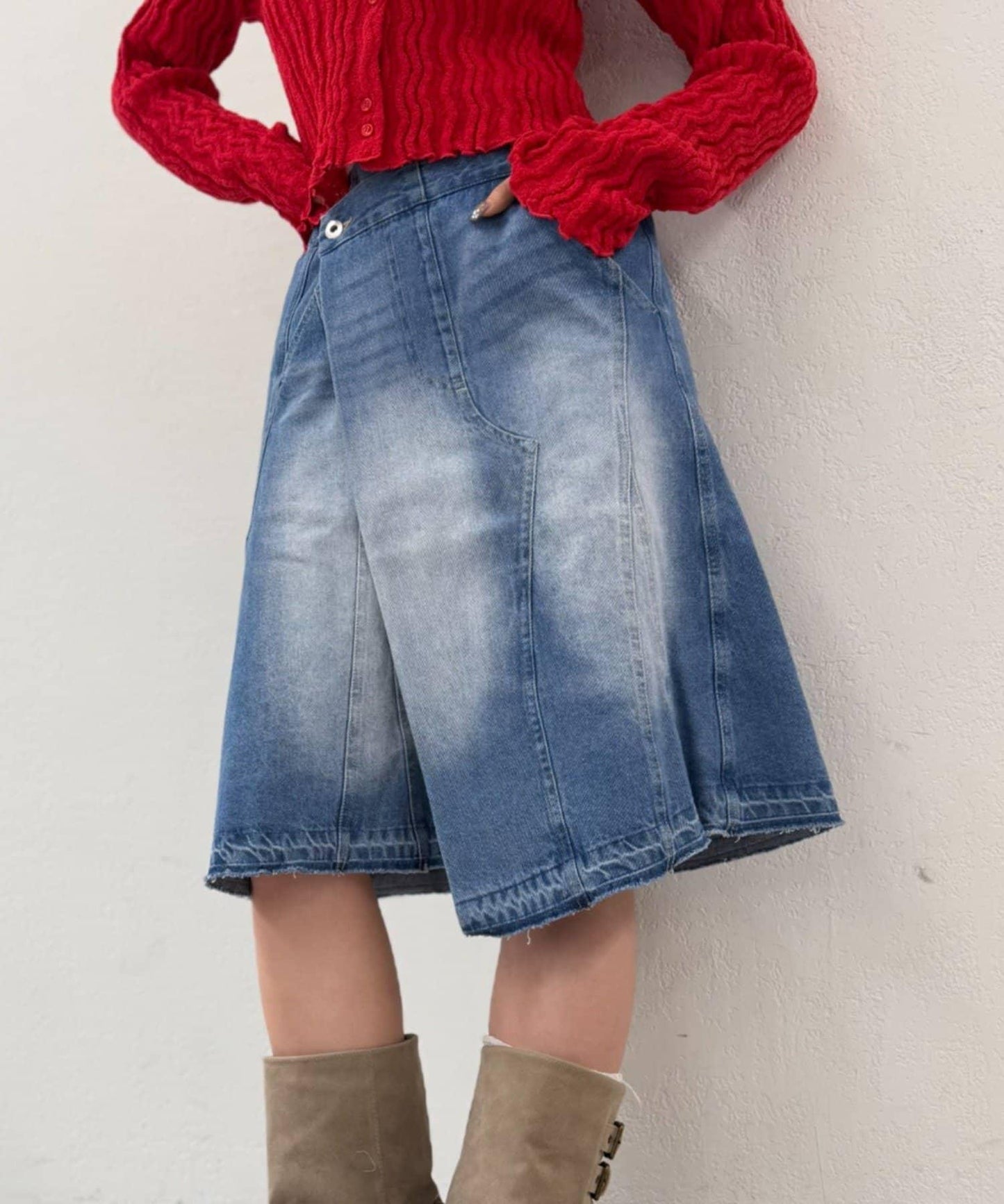 w closet 牛仔中長半身裙