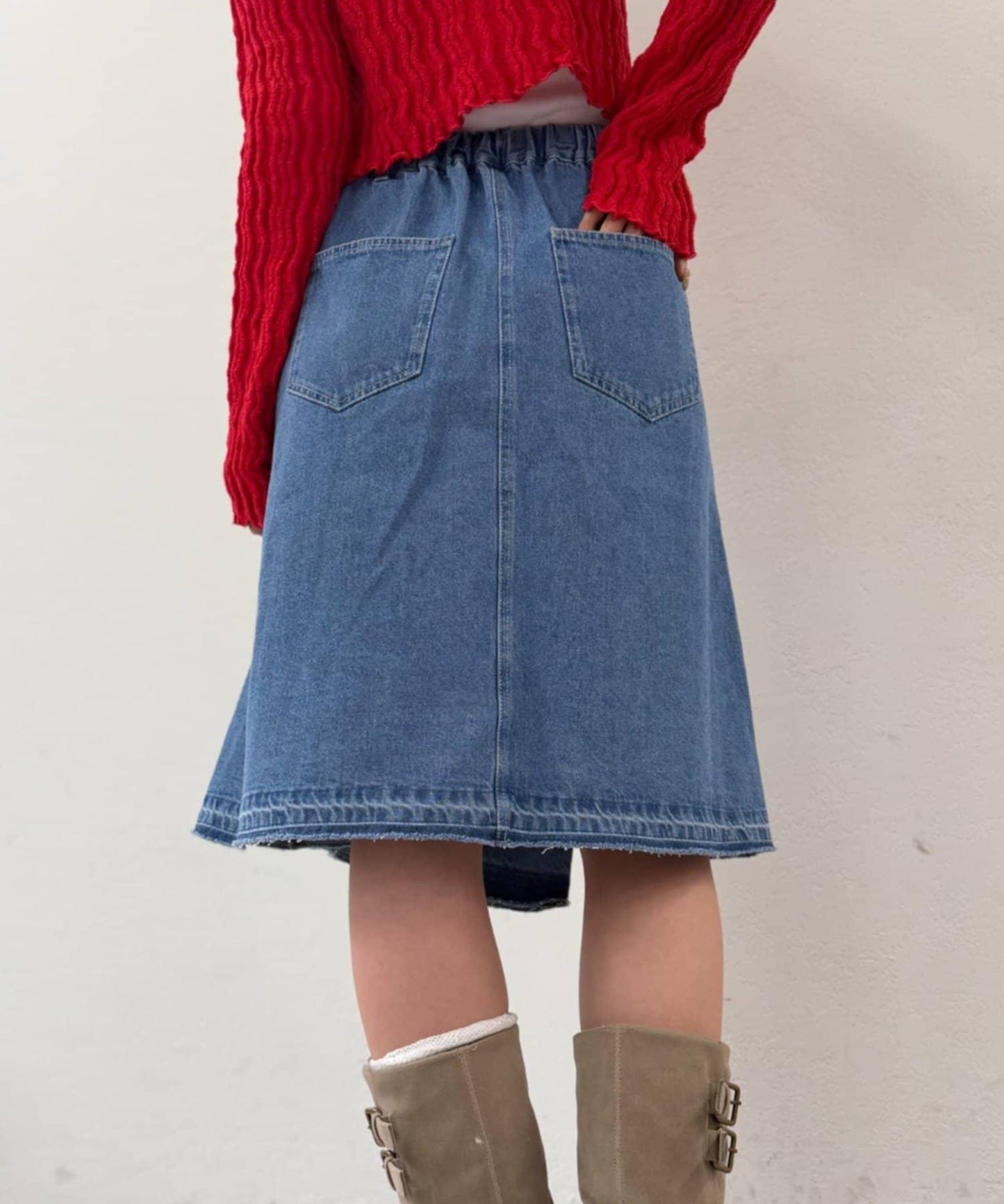 w closet 牛仔中長半身裙