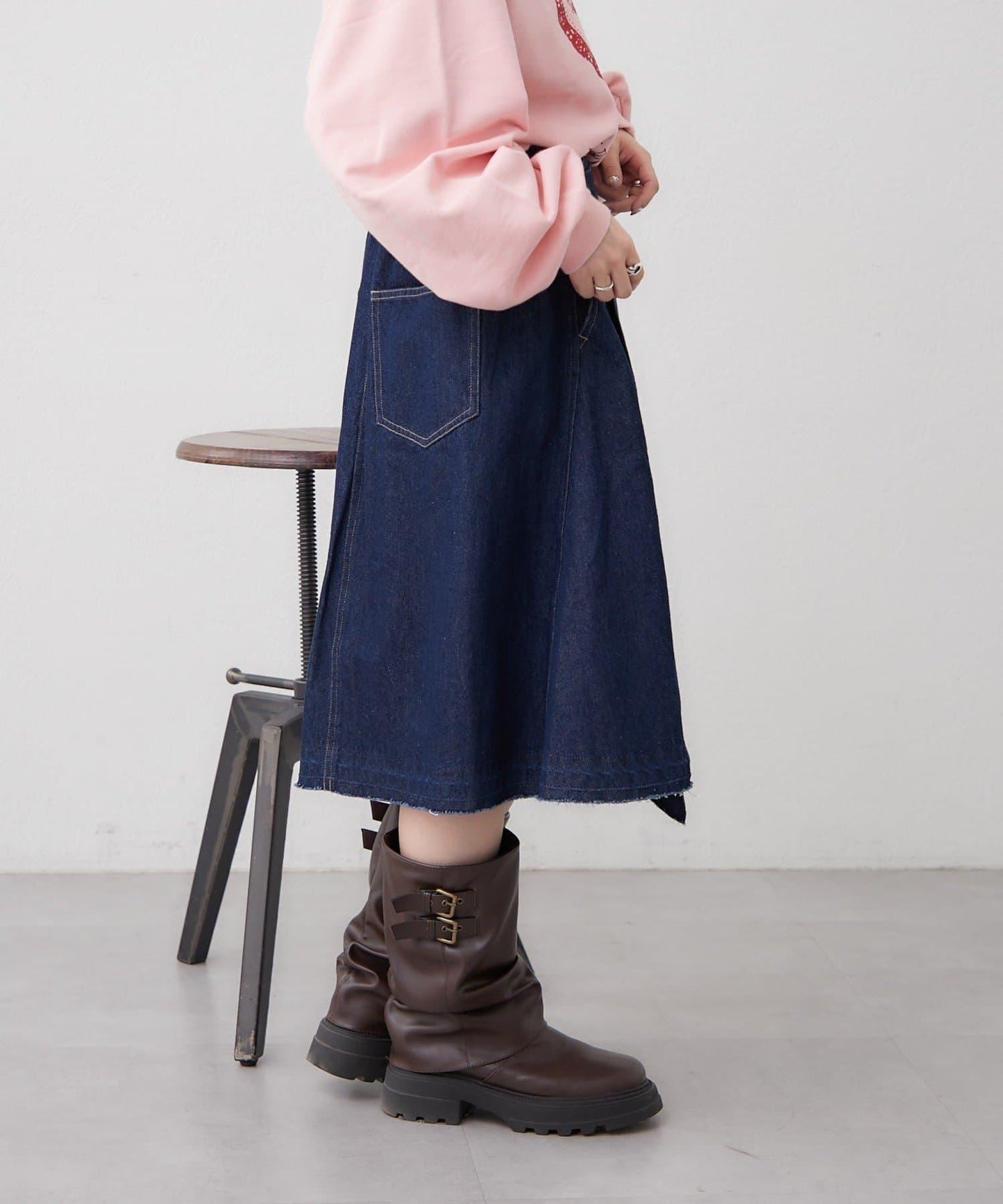 w closet 牛仔中長半身裙