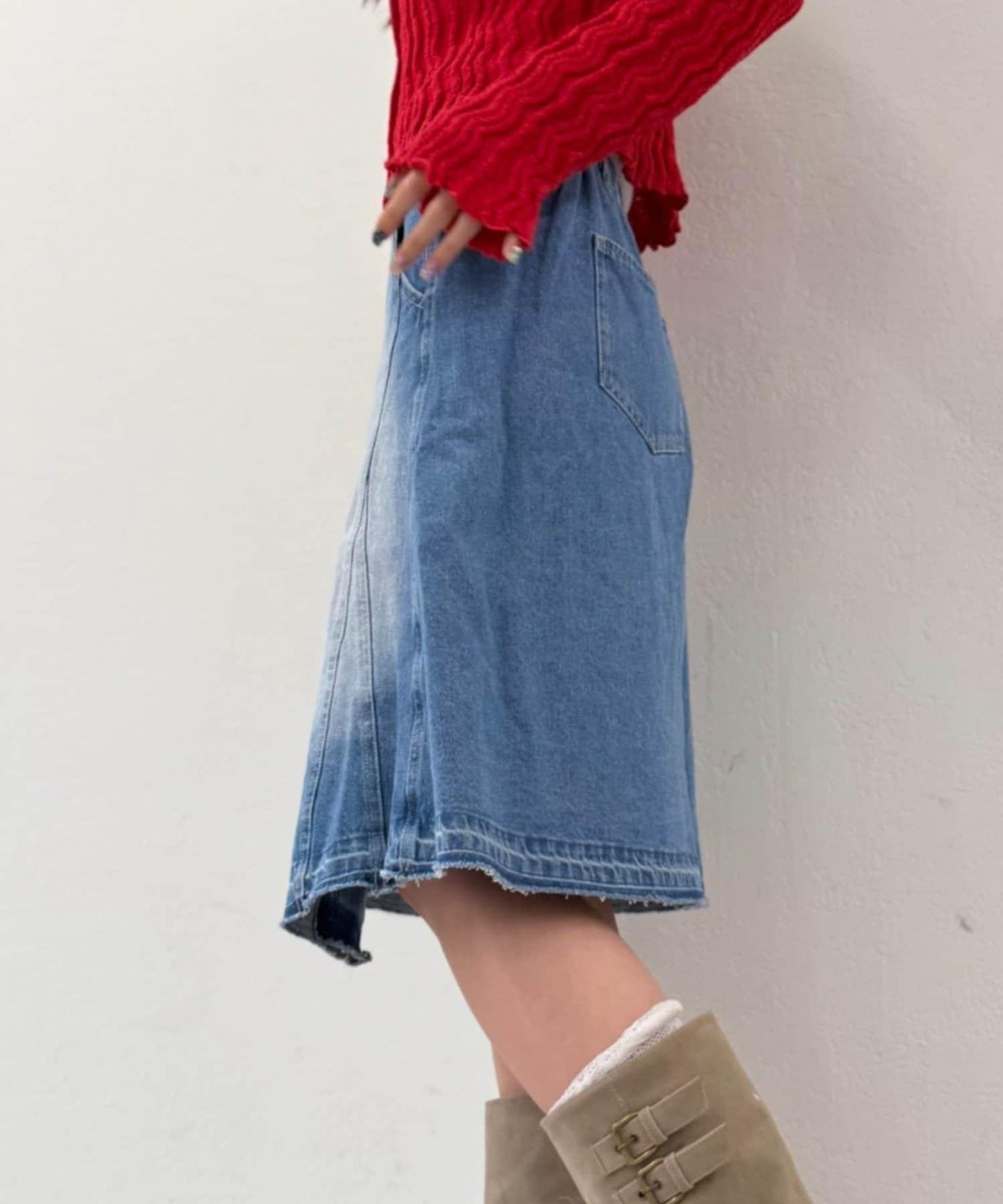 w closet 牛仔中長半身裙