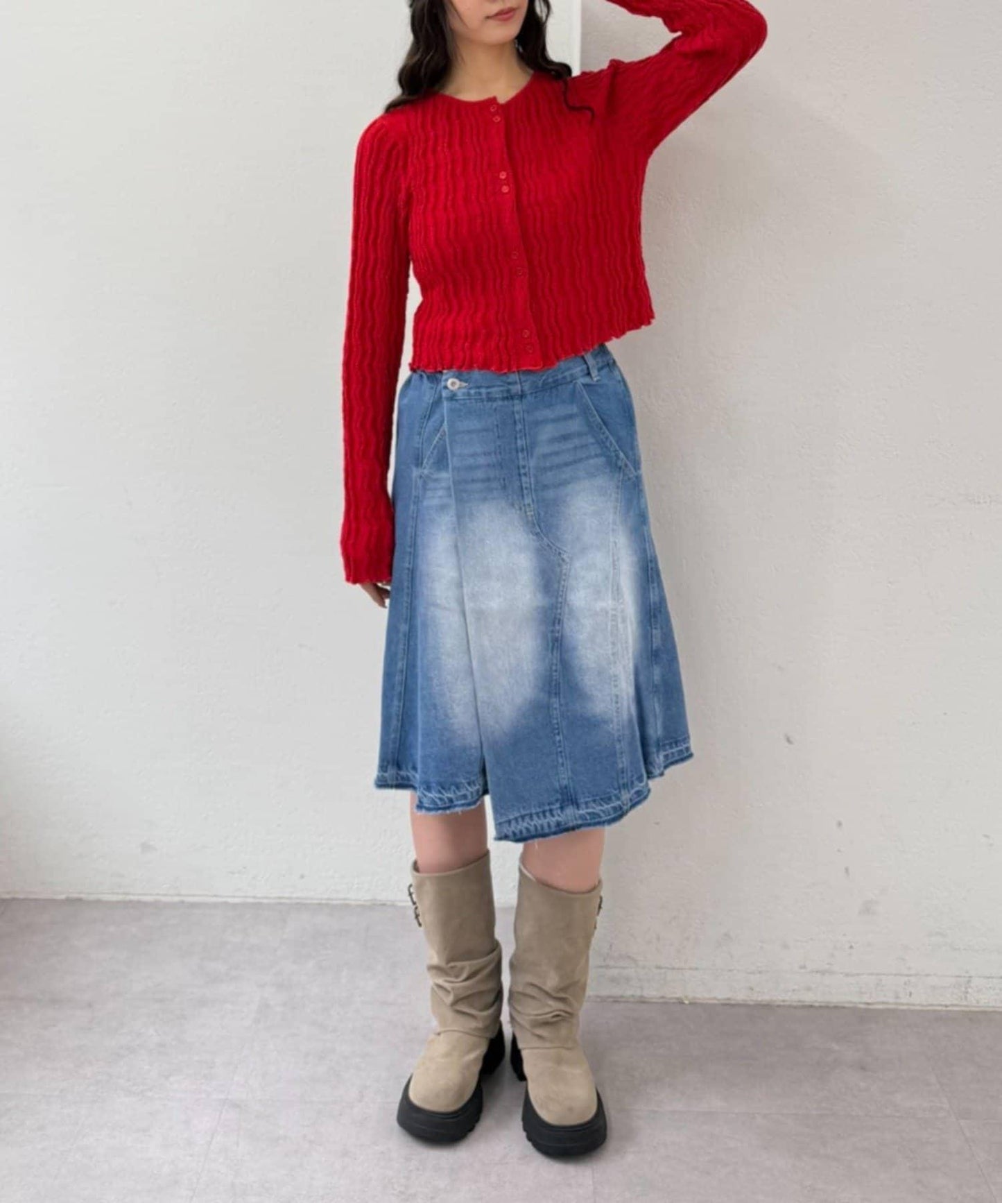 w closet 牛仔中長半身裙