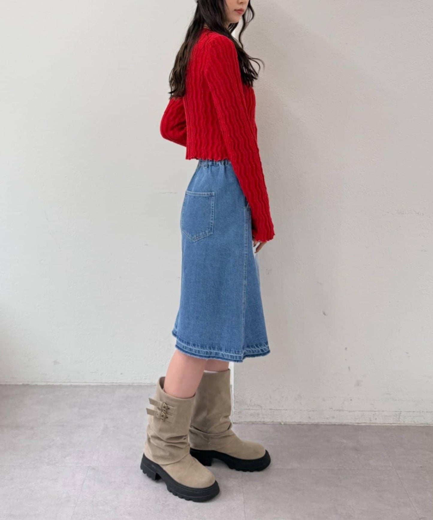 w closet 牛仔中長半身裙